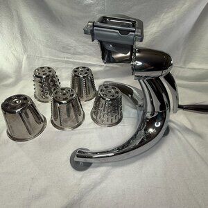 SaladMaster V Manual Food Processor Shred/Slice/Grate 5 Cones Finger Guard